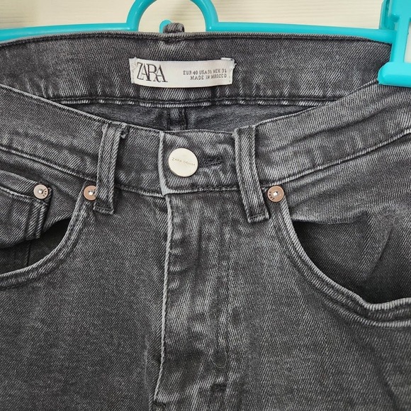 ZARA Women Black Denim Jeans Slim Fit Waist Size 31  B10 - Picture 4 of 7